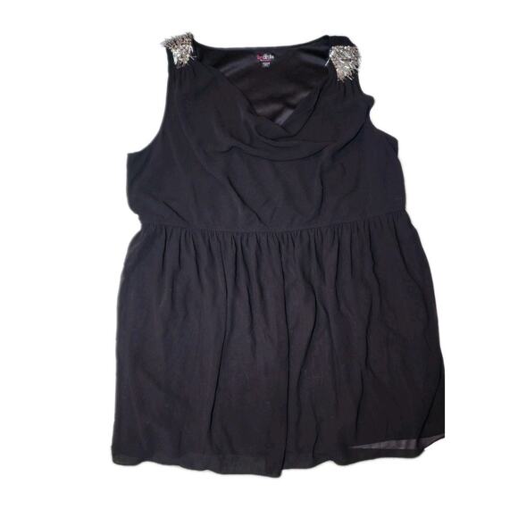 Women's Simply Be Sz 22 Black Sleeveless Short Trapeze Tassel Dress Sequence - Picture 8 of 13